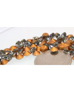 Swarovski 1012 Chaton, Round Rhinestones 24ss Black Diamond Pointed Back Gold Foiled - 6 Pcs