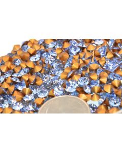Swarovski 1012 Chaton, Round Rhinestones 24ss Light Sapphire Pointed Back Gold Foiled - 6 Pcs