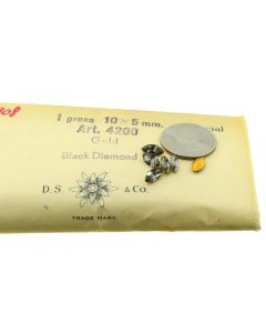 Swarovski 4200 Navette Rhinestones 10x5mm Black Diamond Pointed Back Gold Foiled - 2 Pcs