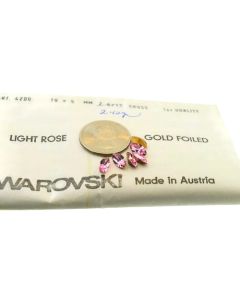 Swarovski 4200 Navette Rhinestones 10x5mm Light Rose Pointed Back Gold Foiled - 2 Pcs