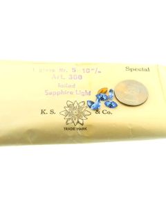 Swarovski 4200 Navette Rhinestones 10x5mm Light Sapphire Pointed Back Gold Foiled - 2 Pcs