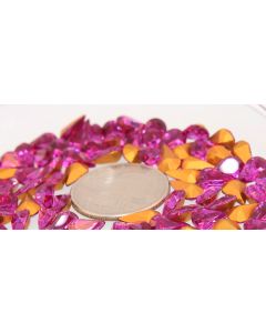 Swarovski 4300/2 Pear Rhinestones 10x6mm Fuchsia Pointed Back Gold Foiled - 2 Pcs