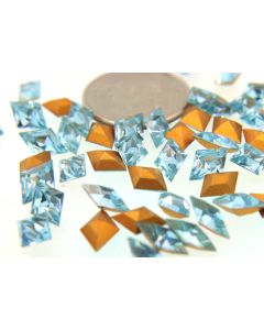 Swarovski 4710 Diamond Rhinestones 10.5x7mm Light Aqua Pointed Back Gold Foiled - 2 Pcs