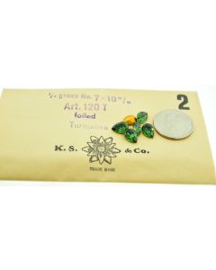Swarovski 4320 Pear Rhinestones 10x7mm Green Turmaline Pointed Back Gold Foiled - 1 Pcs