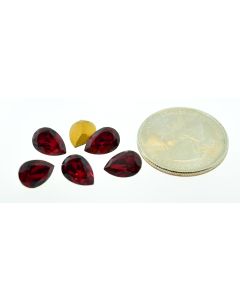 Swarovski 4320 Pear Rhinestones 10x7mm Siam Pointed Back Gold Foiled - 1 Pcs