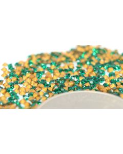 Swarovski 1100 Chaton, Round Rhinestones 11pp Emerald Pointed Back Gold Foiled - 12 Pcs