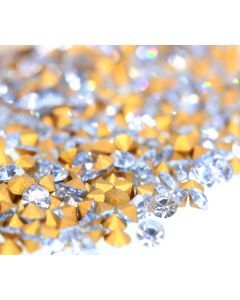 Swarovski 1100 Chaton, Round Rhinestones 11pp Light Sapphire Pointed Back Gold Foiled - 12 Pcs