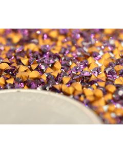 Swarovski 1012 Chaton, Round Rhinestones 12pp Amethyst Pointed Back Gold Foiled - 12 Pcs
