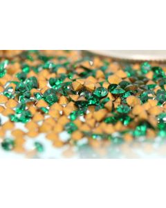 Swarovski 1012 Chaton, Round Rhinestones 12pp Emerald Pointed Back Gold Foiled - 12 Pcs