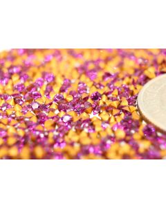 Swarovski 1012 Chaton, Round Rhinestones 12pp Fuchsia Pointed Back Gold Foiled - 12 Pcs
