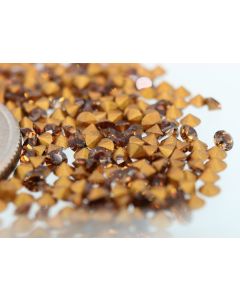 Swarovski 1012 Chaton, Round Rhinestones 12pp Smoke Topaz Pointed Back Gold Foiled - 12 Pcs