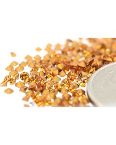 Swarovski 1012 Chaton, Round Rhinestones 12pp Topaz Pointed Back Gold Foiled - 12 Pcs
