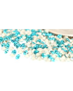 Swarovski 1028 Chaton, Round Rhinestones 12pp Blue Zircon Pointed Back Silver Foiled - 12 Pcs