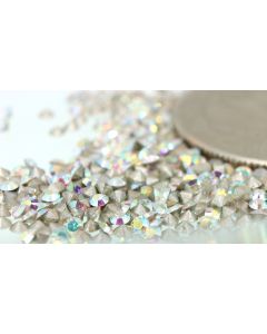Swarovski 1028 Chaton, Round Rhinestones 12pp Crystal Ab Pointed Back Silver Foiled - 12 Pcs
