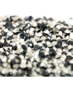 Swarovski 1028 Chaton, Round Rhinestones 12pp Jet Pointed Back Silver Foiled - 12 Pcs