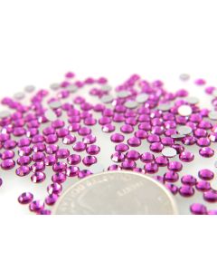 Swarovski 2012 Chaton Rose, Round Rhinestones 12ss Fuchsia Flatback Silver Foiled - 8 Pcs