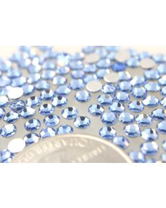 Swarovski 2012 Chaton Rose, Round Rhinestones 12ss Light Sapphire Flatback Silver Foiled - 8 Pcs