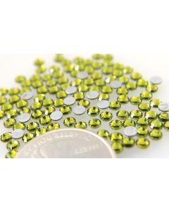 Swarovski 2012 Chaton Rose, Round Rhinestones 12ss Olivine Flatback Silver Foiled - 8 Pcs