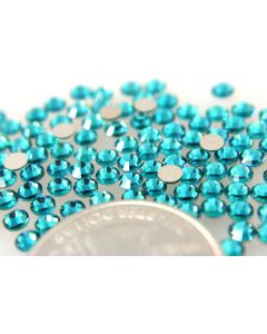 Swarovski 2028 Chaton Rose, Round Rhinestones 12ss Blue Zircon Flatback Silver Foiled - 8 Pcs