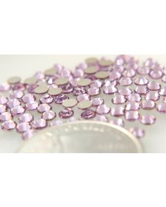 Swarovski 2028 Chaton Rose, Round Rhinestones 12ss Light Amethyst Flatback Silver Foiled - 8 Pcs