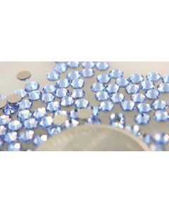 Swarovski 2058 Chaton Rose, Round Rhinestones 12ss Light Sapphire Flatback Silver Foiled - 8 Pcs