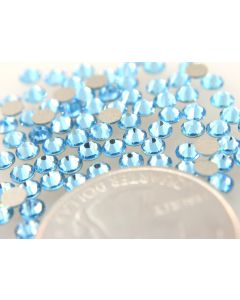 Swarovski 2058 Chaton Rose, Round Rhinestones 12ss Aqua Flatback Silver Foiled - 8 Pcs