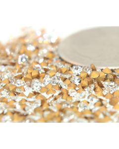 Swarovski 1100 Chaton, Round Rhinestones 13pp Crystal Pointed Back Gold Foiled - 12 Pcs