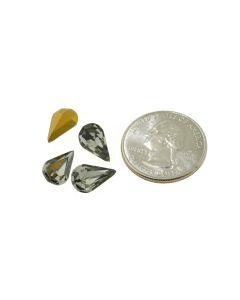 Swarovski 4300 Pear Rhinestones 13x7.8mm Black Diamond Pointed Back Gold Foiled - 1 Pcs