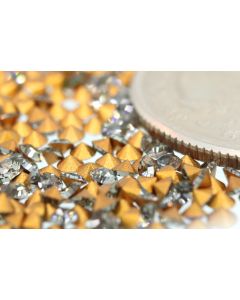 Swarovski 1012 Chaton, Round Rhinestones 14pp Black Diamond Pointed Back Gold Foiled - 12 Pcs