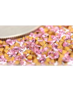 Swarovski 1012 Chaton, Round Rhinestones 14pp Light Rose Pointed Back Gold Foiled - 12 Pcs