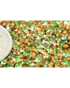 Swarovski 1012 Chaton, Round Rhinestones 14pp Peridot Pointed Back Gold Foiled - 12 Pcs