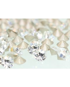 Swarovski 1028 Chaton, Round Rhinestones 14pp Crystal Pointed Back Silver Foiled - 12 Pcs