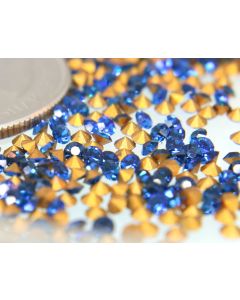 Swarovski 1100 Chaton, Round Rhinestones 14pp Capri Pointed Back Gold Foiled - 12 Pcs
