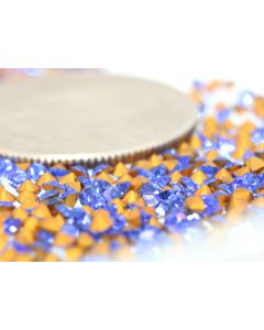 Swarovski 1100 Chaton, Round Rhinestones 14pp Sapphire Pointed Back Gold Foiled - 12 Pcs