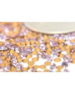 Swarovski 1012 Chaton, Round Rhinestones 15pp Light Amethyst Pointed Back Gold Foiled - 12 Pcs