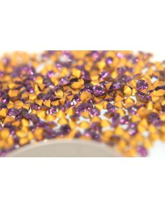 Swarovski 1100 Chaton, Round Rhinestones 15pp Amethyst Pointed Back Gold Foiled - 12 Pcs