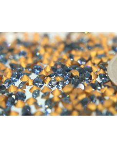 Swarovski 1012 Chaton, Round Rhinestones 16pp Montana Pointed Back Gold Foiled - 12 Pcs