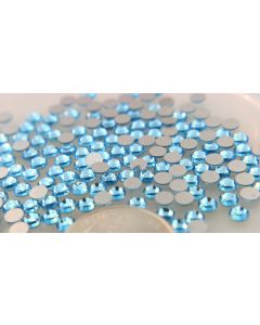Swarovski 2012 Chaton Rose, Round Rhinestones 16ss Aqua Flatback Silver Foiled - 8 Pcs