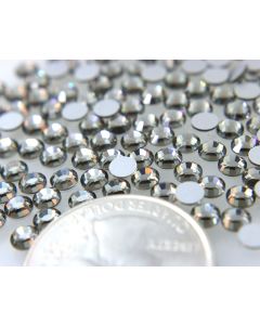 Swarovski 2012 Chaton Rose, Round Rhinestones 16ss Black Diamond Flatback Silver Foiled - 8 Pcs