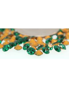 Swarovski 1200 Dentelle, Round Rhinestones 16ss Emerald Pointed Back Gold Foiled - 6 Pcs