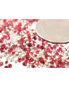 Swarovski 1028 Chaton, Round Rhinestones 17pp Padparadasha Pointed Back Silver Foiled - 12 Pcs