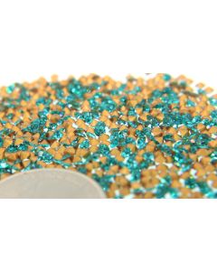 Swarovski 1100 Chaton, Round Rhinestones 17pp Blue Zircon Pointed Back Gold Foiled - 12 Pcs