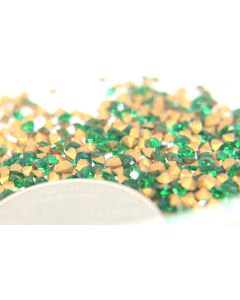 Swarovski 1100 Chaton, Round Rhinestones 17pp Emerald Pointed Back Gold Foiled - 12 Pcs