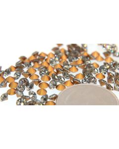 Swarovski 1012 Chaton, Round Rhinestones 17ss Black Diamond Pointed Back Gold Foiled - 6 Pcs