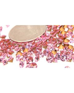 Swarovski 1012 Chaton, Round Rhinestones 17ss Light Rose Pointed Back Gold Foiled - 6 Pcs
