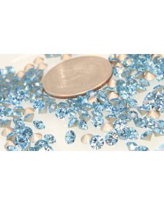 Swarovski 1028 Chaton, Round Rhinestones 17ss Aqua Pointed Back Silver Foiled - 6 Pcs
