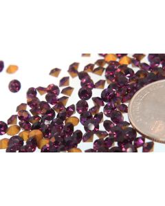 Swarovski 1100 Chaton, Round Rhinestones 17ss Amethyst Pointed Back Gold Foiled - 6 Pcs