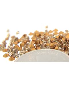 Swarovski 1012 Chaton, Round Rhinestones 18pp Light Colorado Topaz Pointed Back Gold Foiled - 12 Pcs