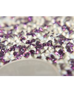 Swarovski 1028 Chaton, Round Rhinestones 18pp Amethyst Pointed Back Gold Foiled - 12 Pcs