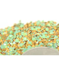 Swarovski 1100 Chaton, Round Rhinestones 18pp Green Opal Pointed Back Gold Foiled - 12 Pcs